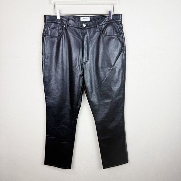 Agolde Black Faux Leather Pants Size 33 - Picture 1 of 7